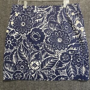 NEW Talbots Skirt Womens 16 Blue White Floral Pencil Lined Pockets Office Preppy